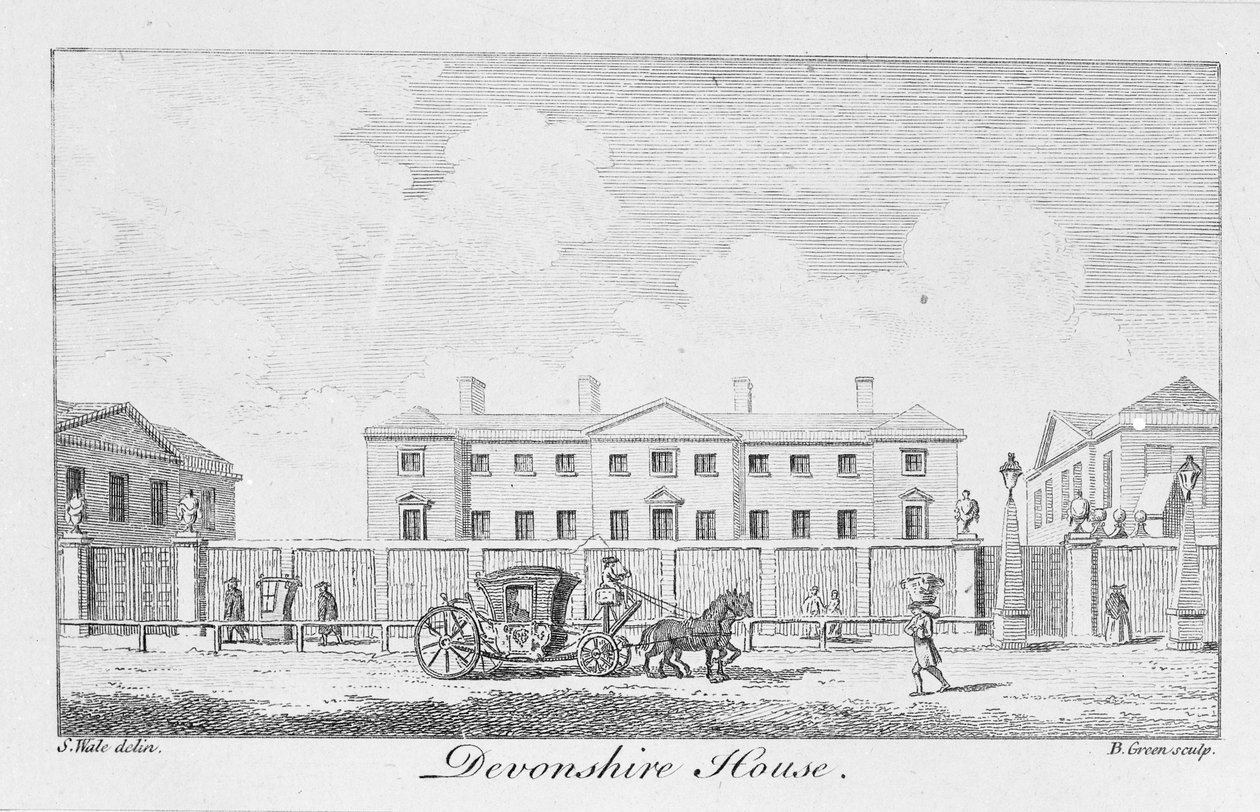 Devonshire Evi, Benjamin Green tarafından oyulmuş, 1761 by Samuel Wale