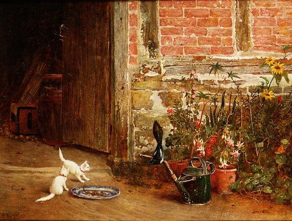 Bahçede İki Beyaz Kedi by Samuel Walker