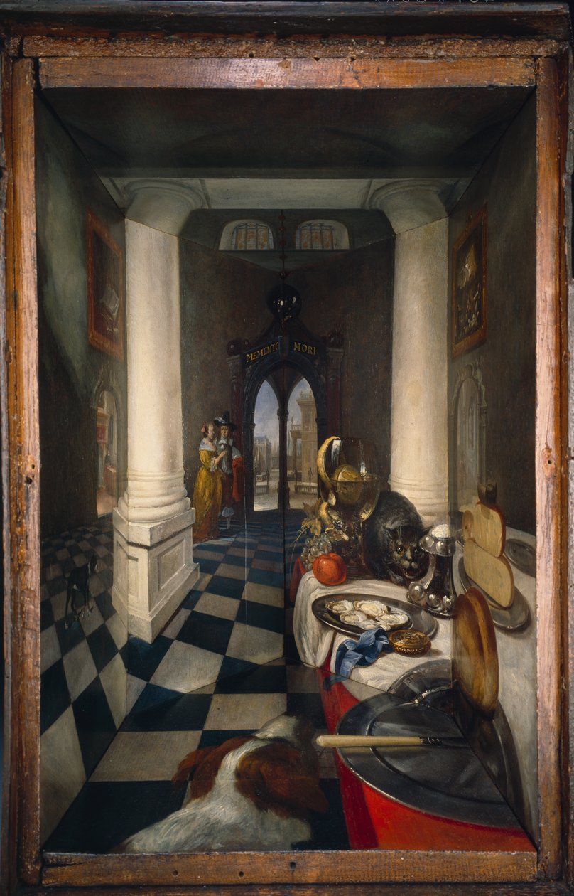 Hollanda İç Mekanının Perspektif Kutusu by Samuel van Hoogstraten