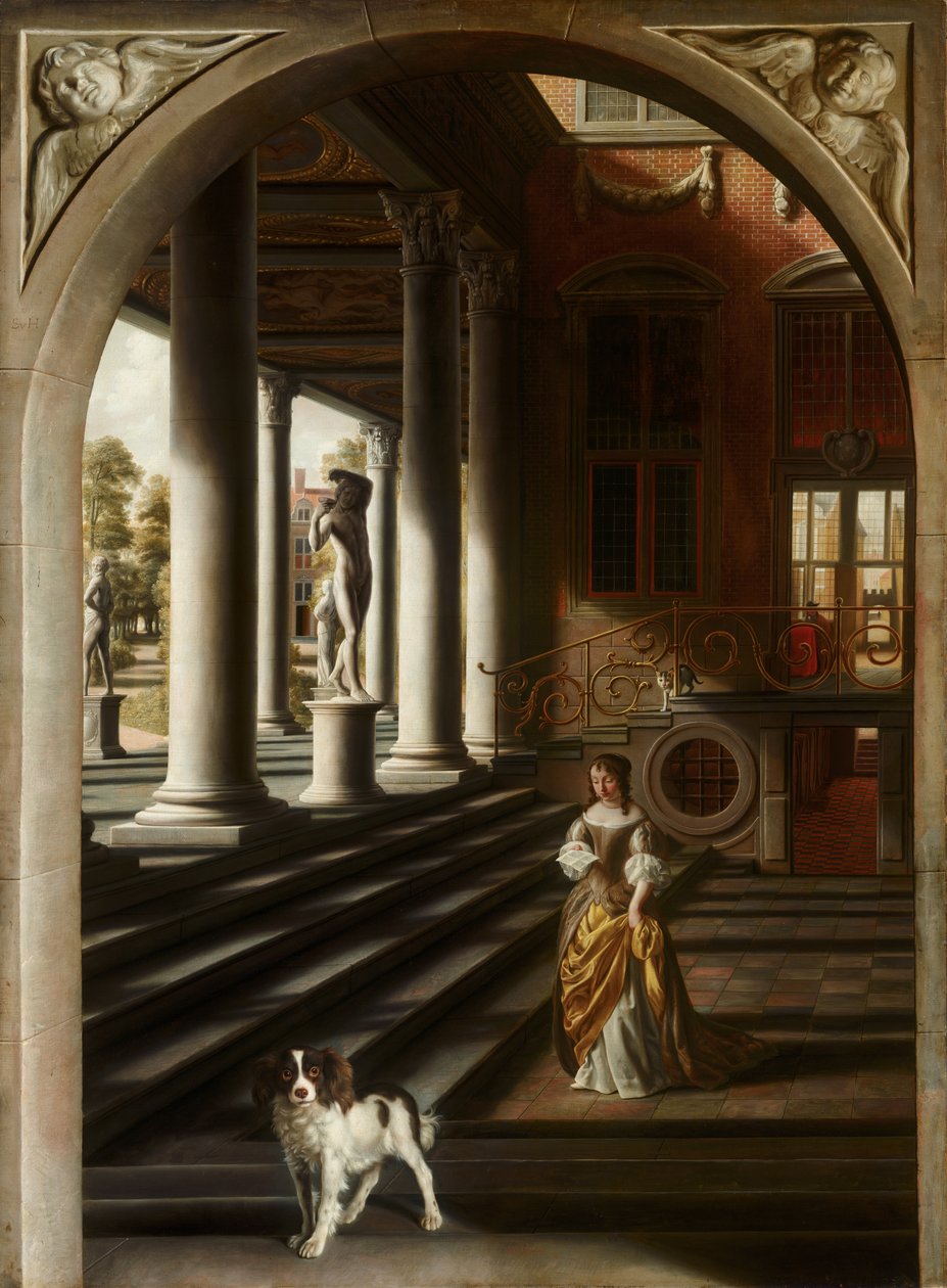 Mektubu Okuyan Kadından Perspektif Görünüm, c. 1670 by Samuel van Hoogstraten