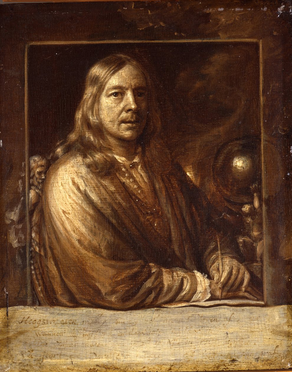 Otoportre - Peinture de Samuel Dirksz, van Hoogstraten (1627-1678) - 1677 - Ahşap üzerine yağlı boya - 20x16,4 - Dordrechts Müzesi by Samuel van Hoogstraten