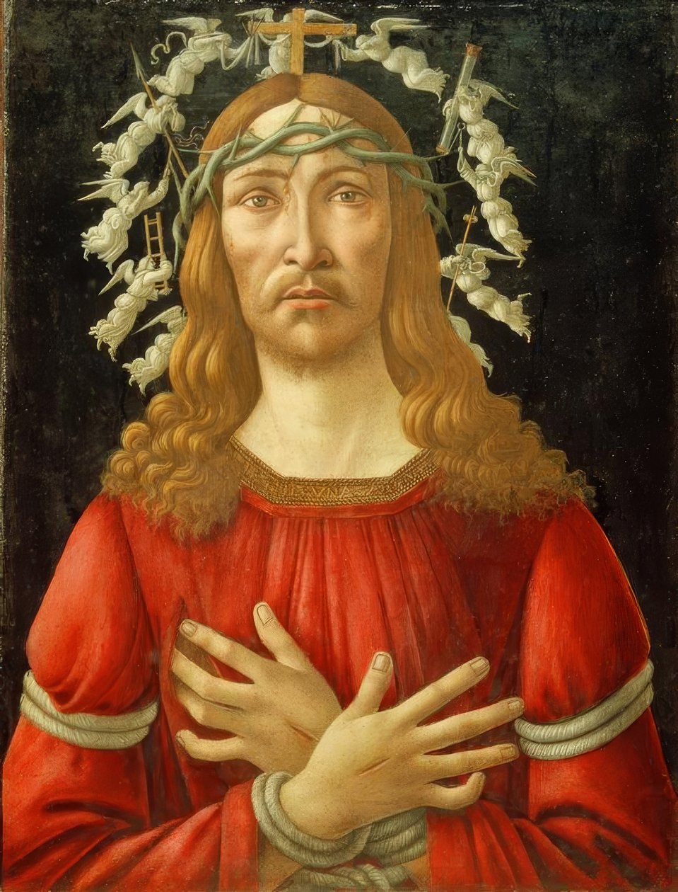 Meleksi bir nimbus ile Acıların Adamı olarak Mesih by Sandro Botticelli