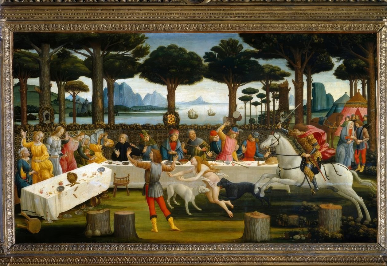 Die Geschichte des Nastagio degli Honesti III by Sandro Botticelli