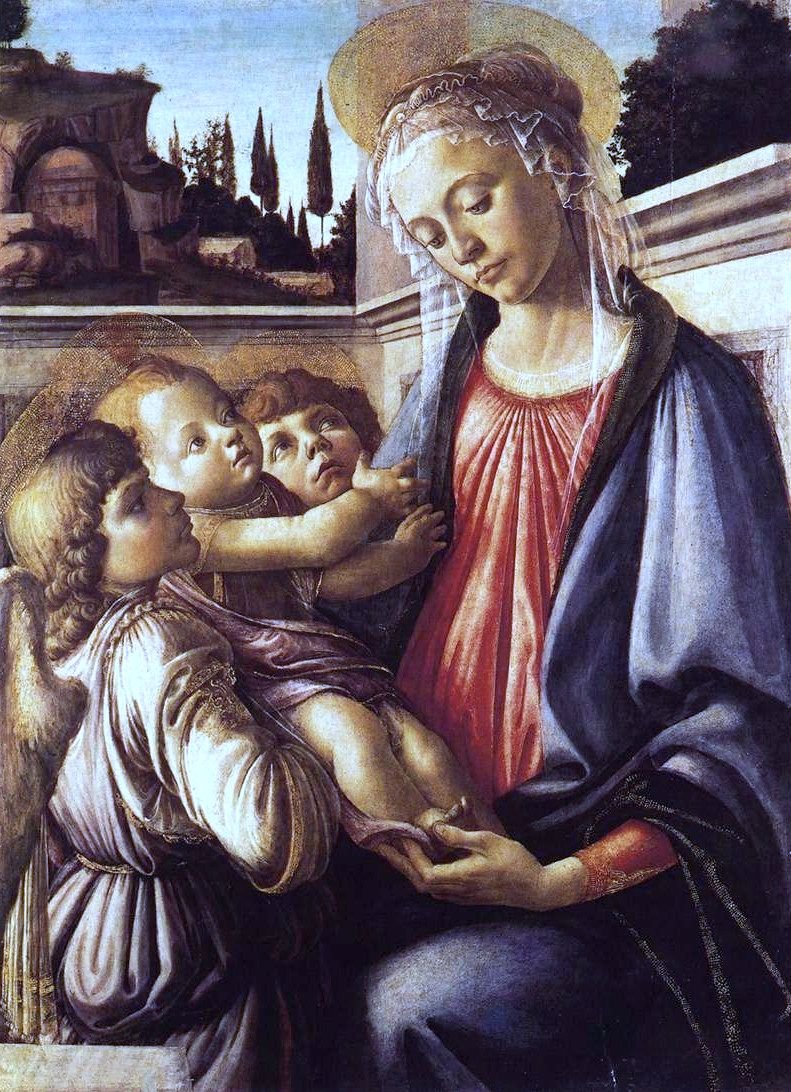 Madonna ve Çocuk ve İki Melek by Sandro Botticelli