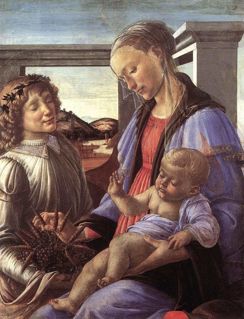 Bir Melekle Madonna ve Çocuk by Sandro Botticelli