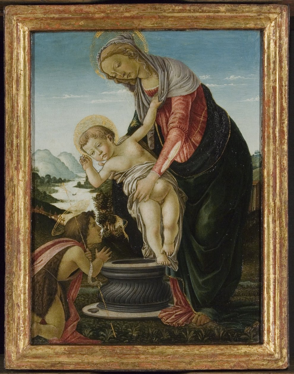 Genç Vaftizci Yahya ile Madonna ve Çocuk (panelde tempera ve altın) by Sandro Botticelli