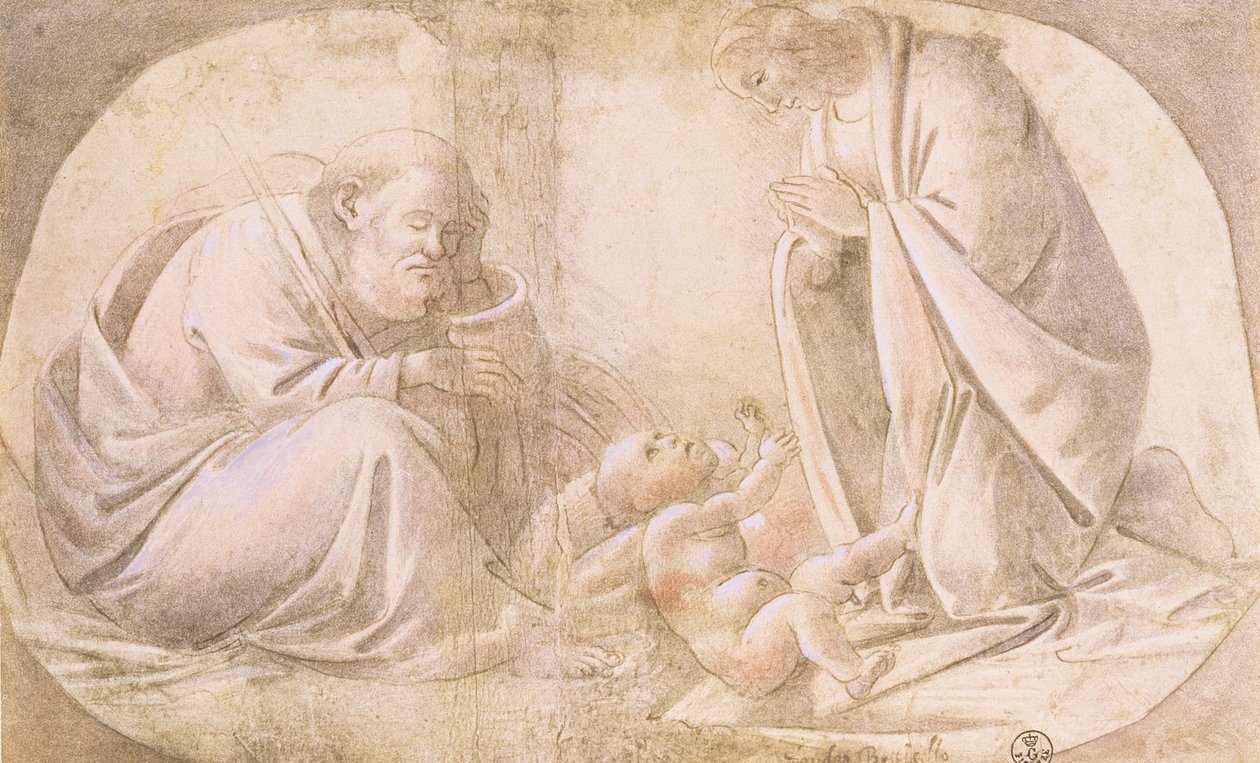 ನೇಟಿವಿಟಿ (ಗೌಚೆಯೊಂದಿಗೆ ಪೆನ್ ಮತ್ತು ಶಾಯಿ) ಟರ್ಕ್ by Sandro Botticelli