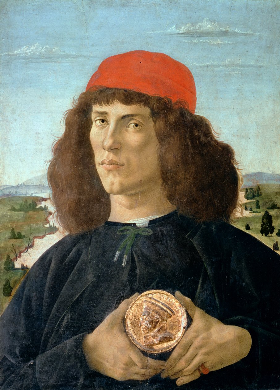 Portrait of a young man holding a medallion of Cosimo I de