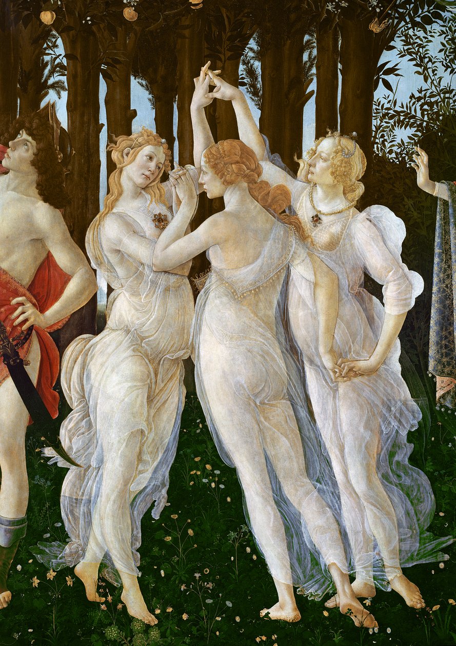 Primavera, c.1478, 558 panel detayında tempera by Sandro Botticelli