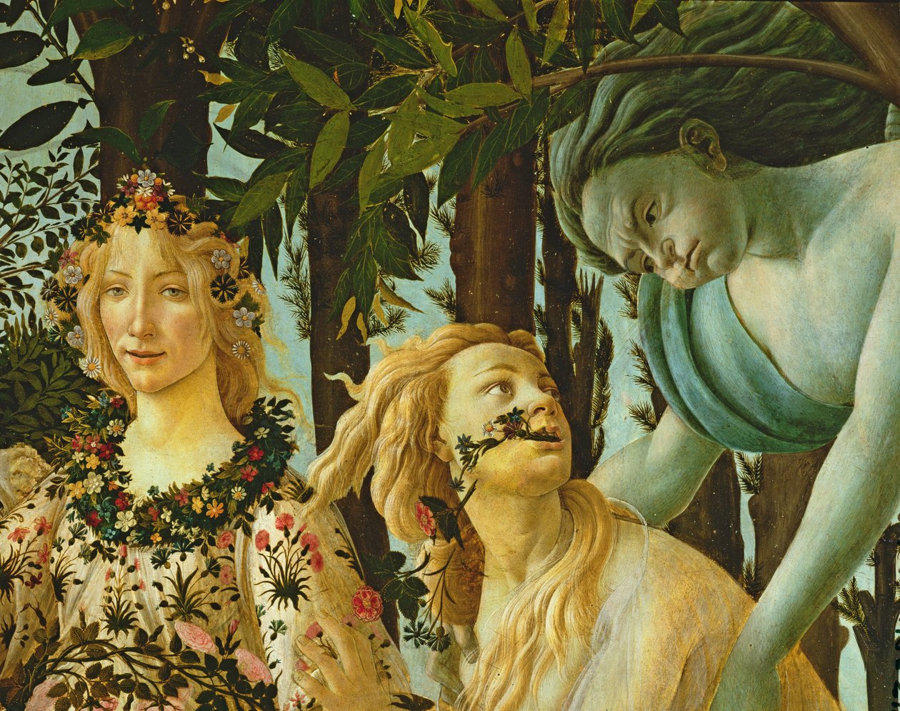 Primavera, Flora ve Zephyr detayı, c.1478, (panelde tempera) (558 detayı) by Sandro Botticelli