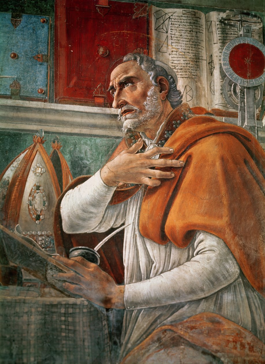 St. Augustine, Hücresinde, c.1480 (detay 29143) by Sandro Botticelli