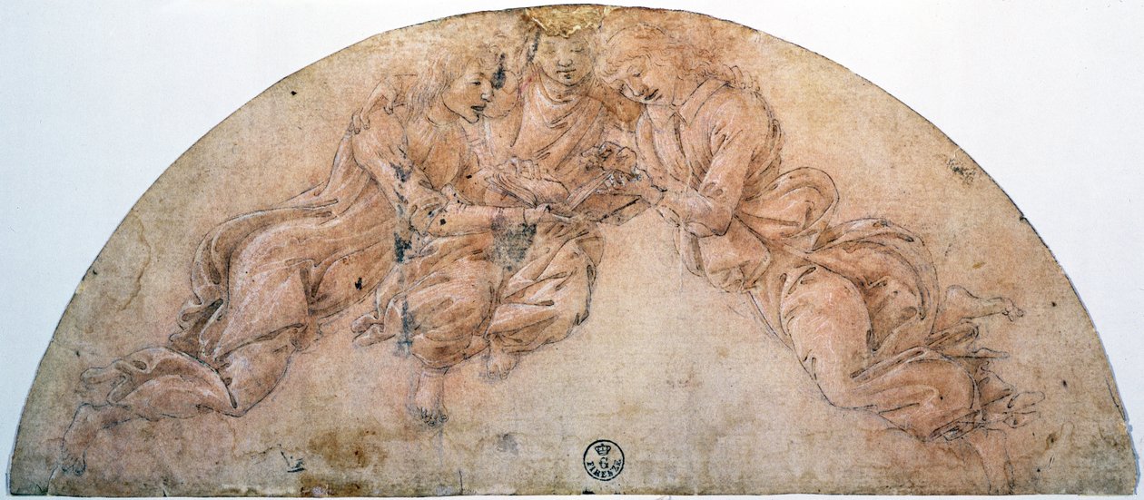 Üç Meleğin Çalışması (çizim) by Sandro Botticelli