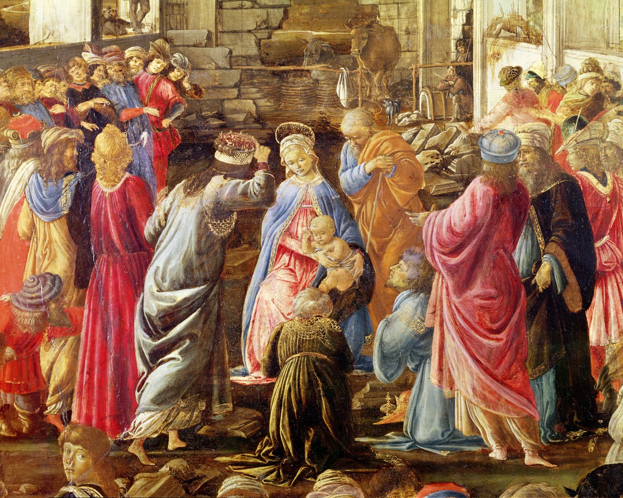 The Adoration of the Kings, c.1470-75 (panelde mizaç) (ayrıca bkz. 186451 ve 186449) by Sandro Botticelli
