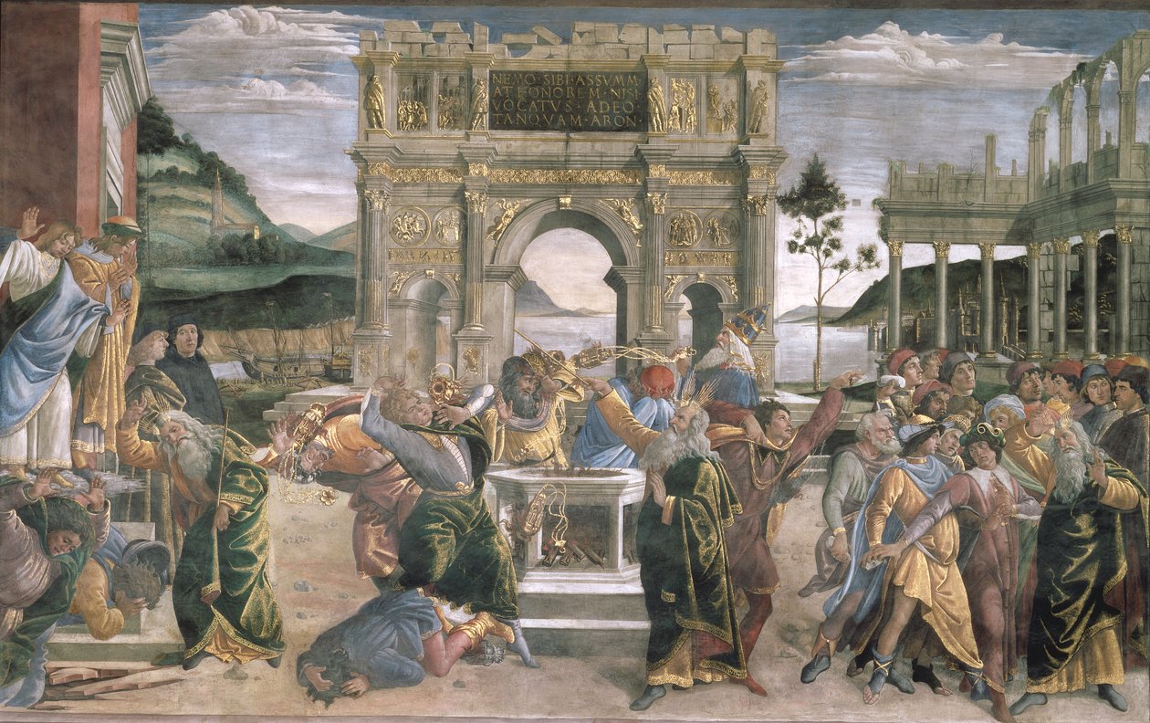 ಕೋರಹ್, ದಾತಾನ್ ಮತ್ತು ಅಬಿರಾಮ್ನ ಶಿಕ್ಷೆ, 1481 ಟರ್ಕ್ by Sandro Botticelli
