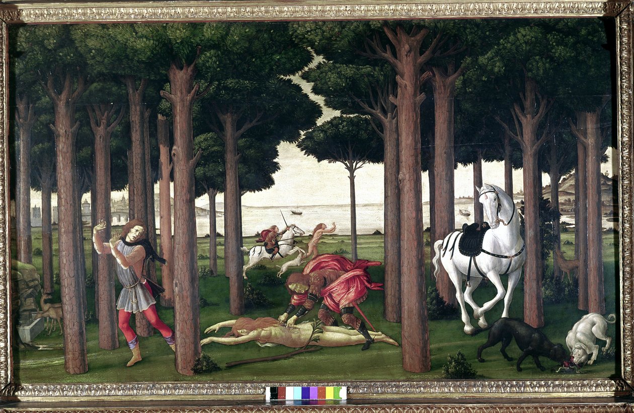 Boccaccio#39;nun Decameron#39;undan; Nastagio degli Onesti#39;nin Hikayeleri (ikinci bölüm) by Sandro (1444/5 1510) Botticelli