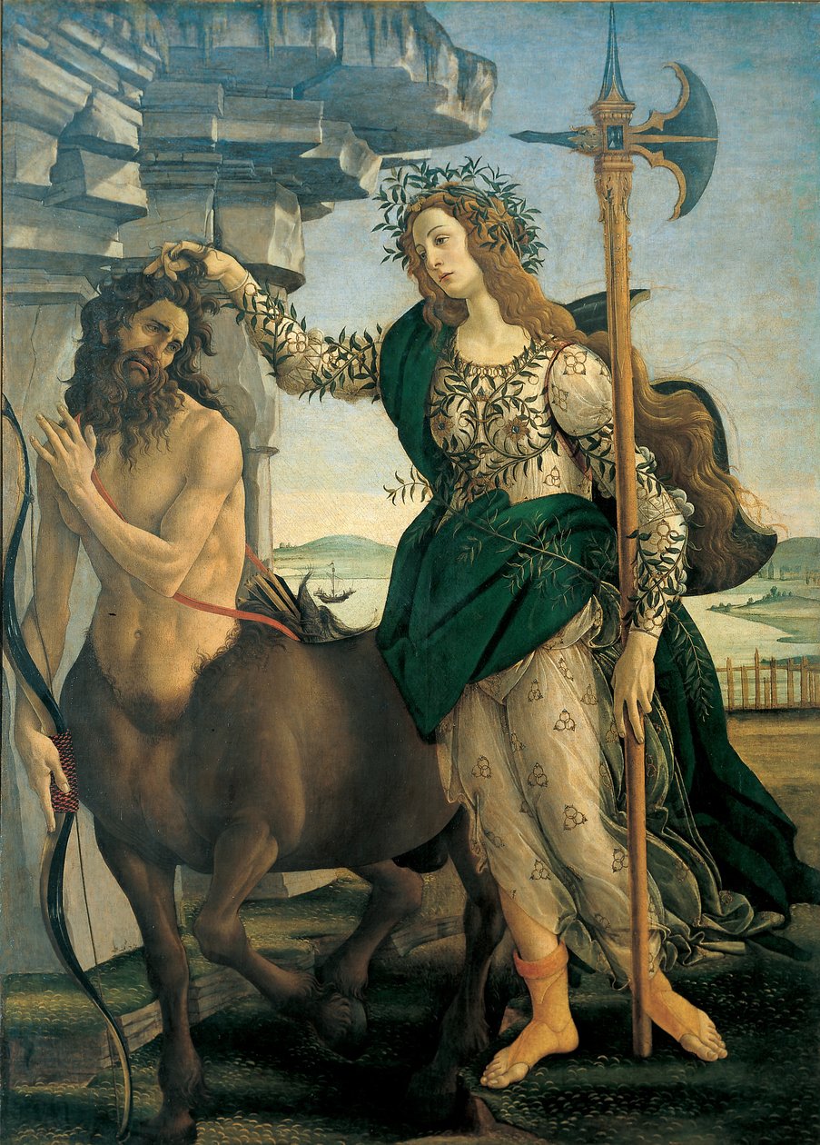Pallas (Athena veya Minerva) ve Centaur, Sandro Botticelli (1445-1510), yaklaşık 1482 - Floransa, Uffizi Galerisi. by Sandro Botticelli
