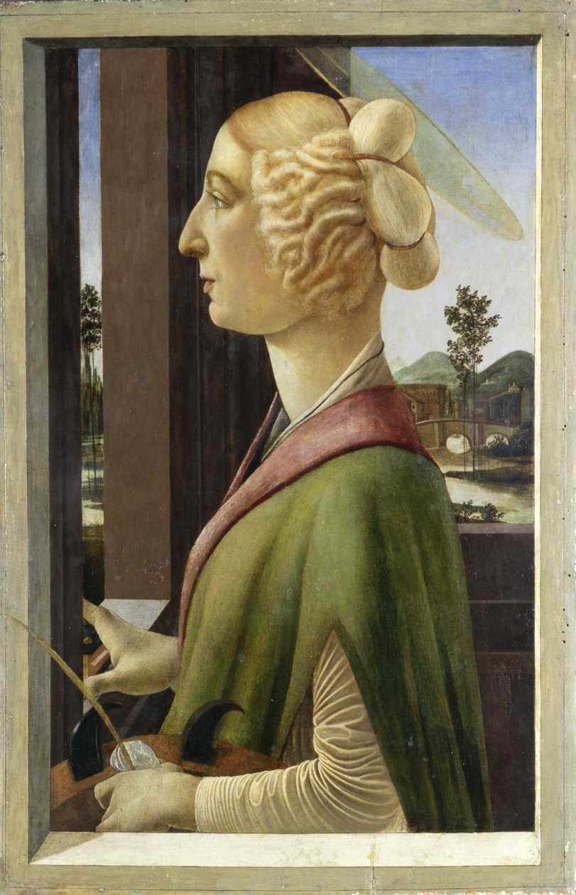 St. Catherine özelliklerine sahip genç bir kadının portresi by Sandro Botticelli