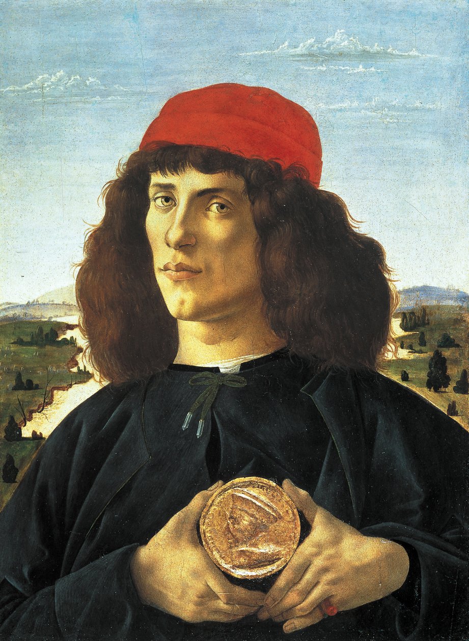 Yaşlı Cosme Medicis Madalyası ile Adam Portresi (yaklaşık 1475), Resim Alessandro di Mariano de Philippi tarafından Sandro Botticelli (1445-1510). Floransa, Uffizi Müzesi. by Sandro Botticelli