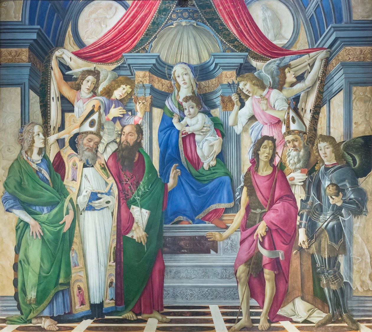 Madonna ve Çocuk azizlerle taçlandı by Sandro Botticelli