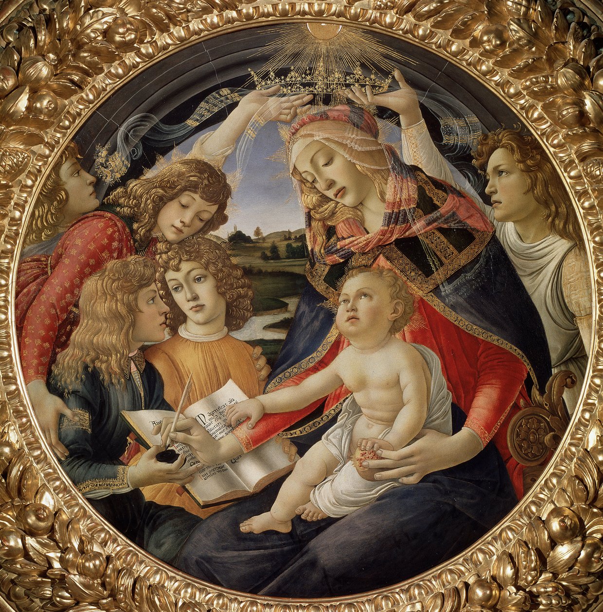 Magnificat Madonna veya Çocuklu Bakire ve beş melek (ahşap üzerine tempera by Sandro Botticelli