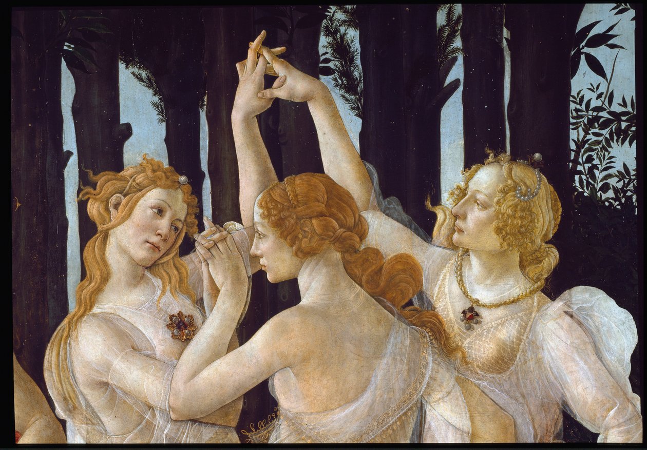 Bahar. Üç lütfu temsil eden detay by Sandro Botticelli