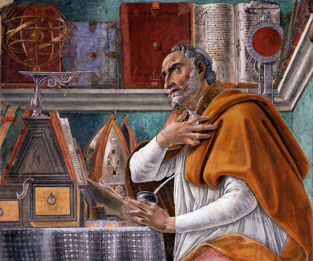 “Aziz Augustine”in Detayı by Sandro Botticelli