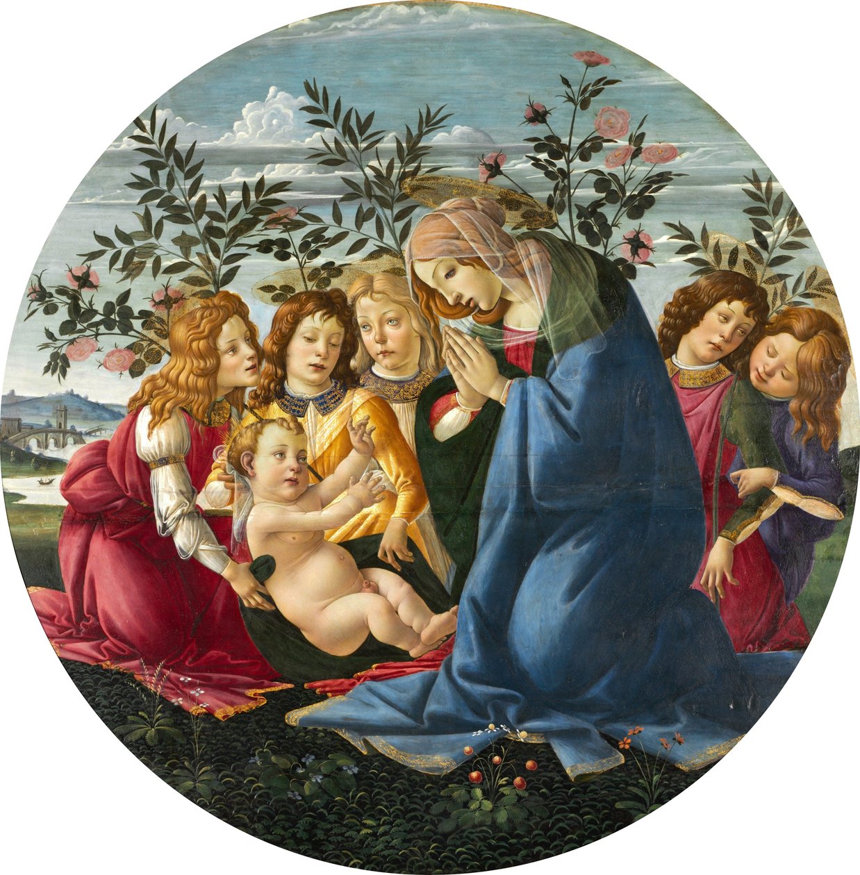 Beş Melekle Çocuğa Tapan Madonna by Sandro Botticelli