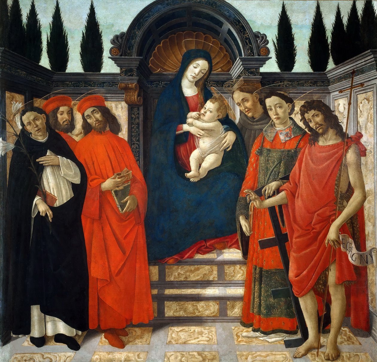 Azizler Pala del Trebbio ile Madonna ve Çocuk, yaklaşık 1490-1499. by Sandro Botticelli
