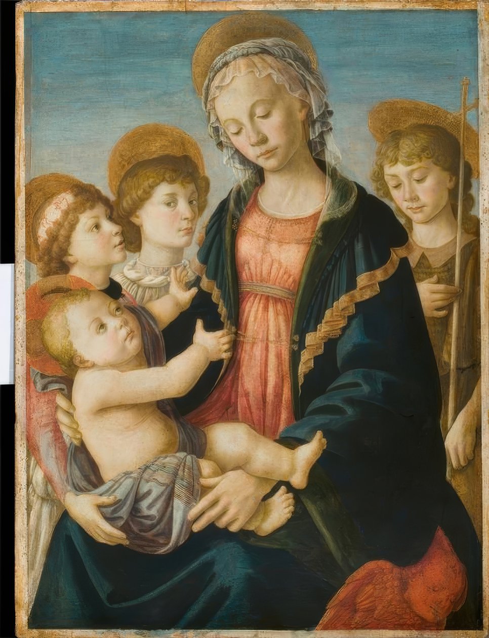 Meryem, çocuk, çocuk John ve iki melek by Sandro Botticelli