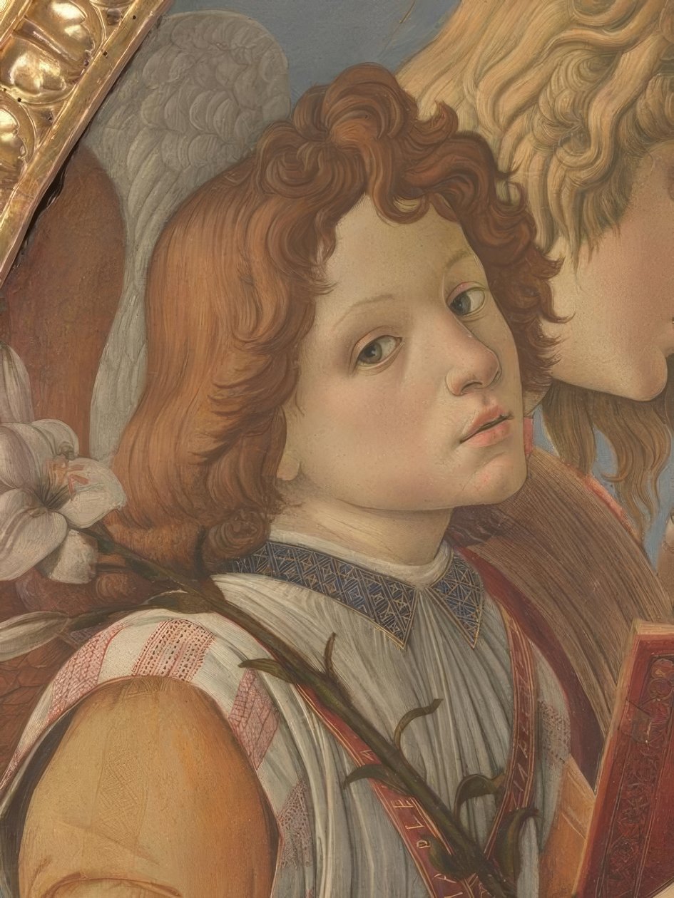 çocuk ve altı melek ile Meryem by Sandro Botticelli
