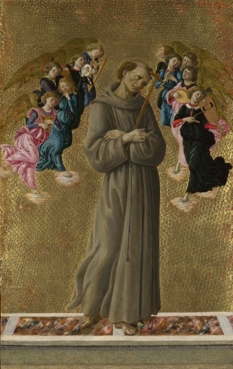 Melekler ile Assisi Aziz Francis, yaklaşık 1475 by Sandro Botticelli