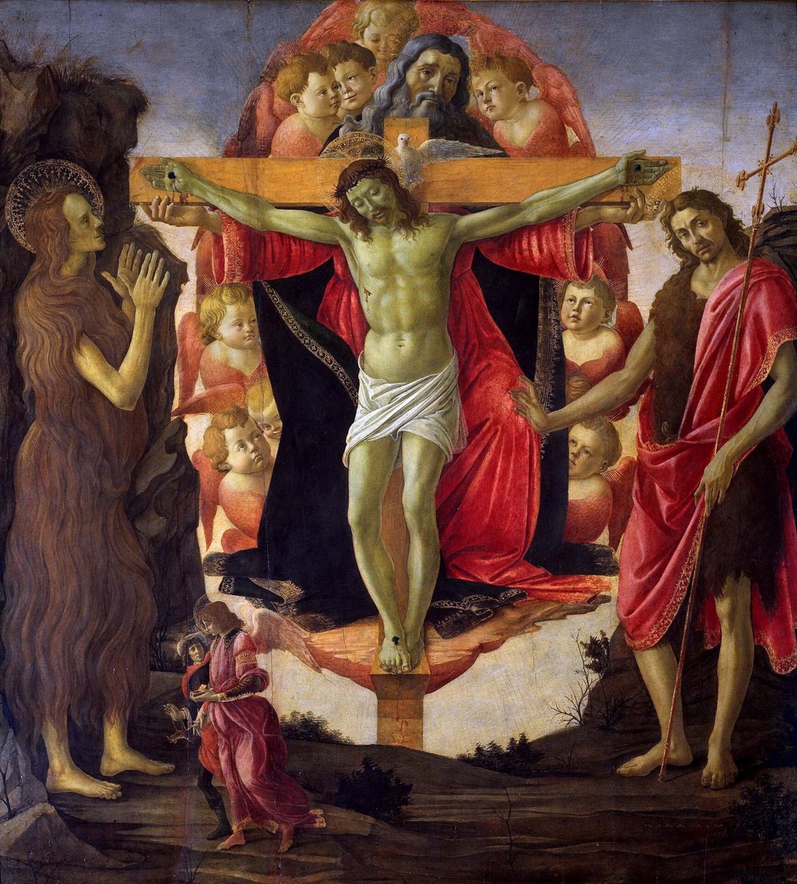Vaftizci Yahya, Mary Magdalen, Tobias ve Raphael, 1491-1493 ile Kutsal Üçlü. by Sandro Botticelli