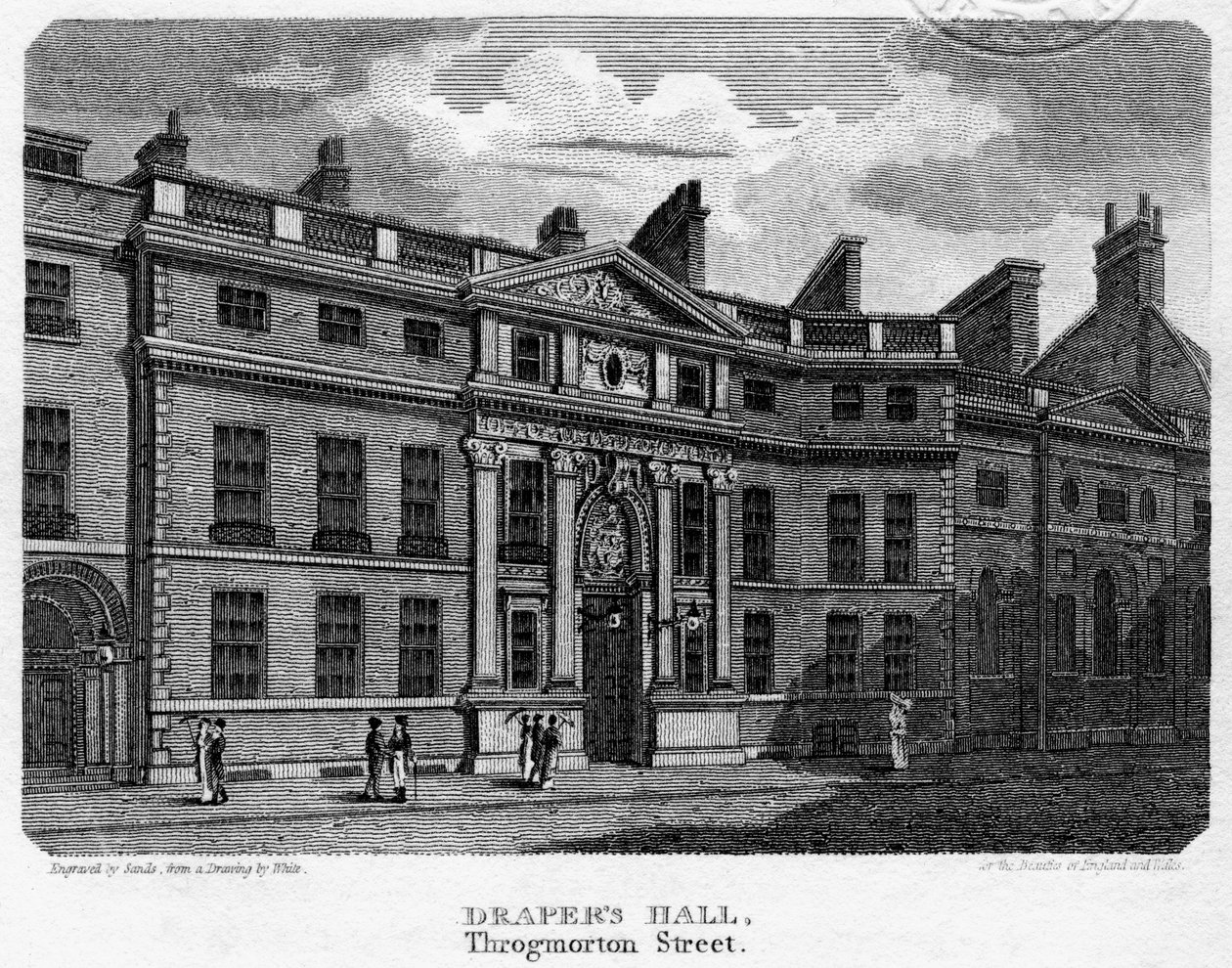 Drapers Hall, Throgmorton Caddesi, Londra Şehri, 1812. by Sands