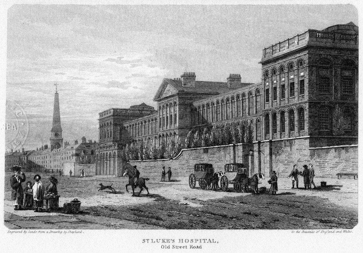 St Lukes Hastanesi, Old Street, Finsbury, Londra, 1815. by Sands