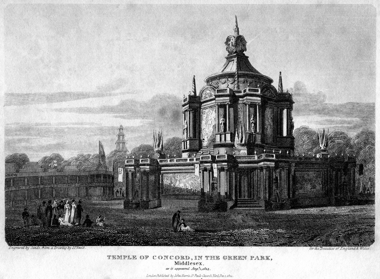 Concord Tapınağı, Green Park, Westminster, Londra, 1814. by Sands