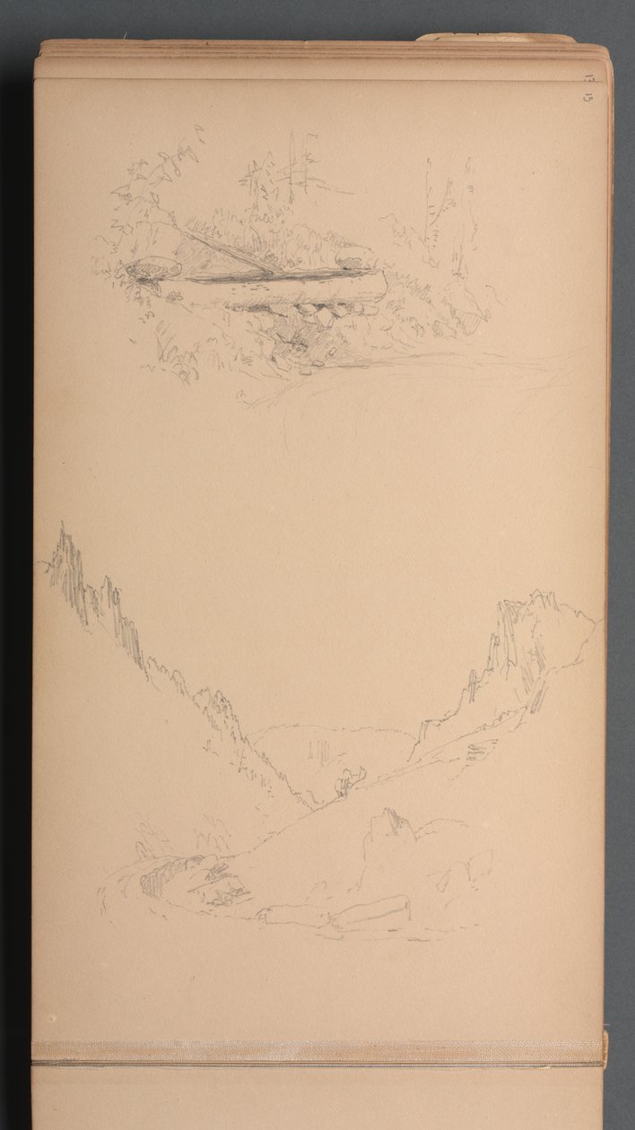 Eskiz defteri, sayfa 15: Manzaralar, Berlin Şelaleleri, 1859. by Sanford Robinson Gifford