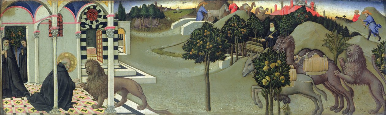 Aziz Jerome ve Aslan, 1444 by Sano di Pietro