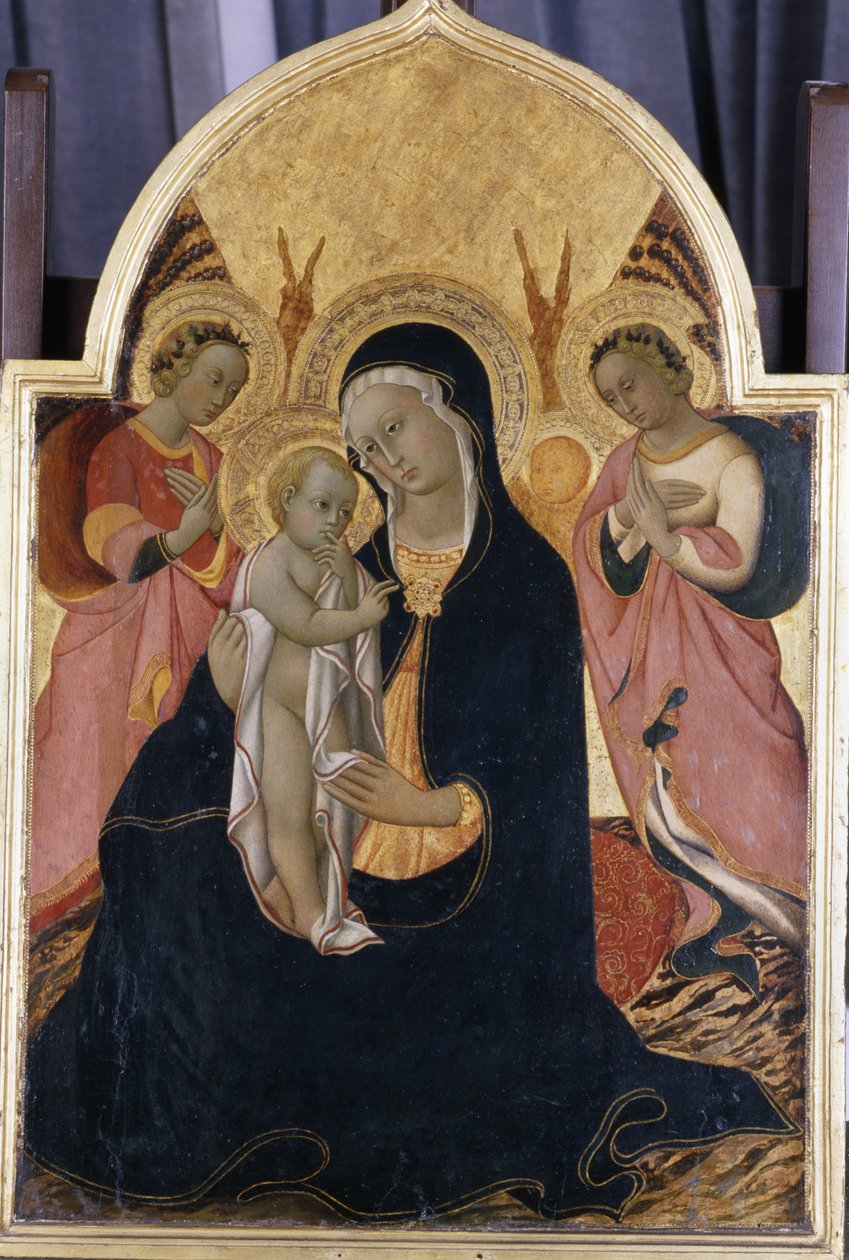 Madonna ve İki Melekli Çocuk, c.1440 (kavakta tempera) by Sano di Pietro