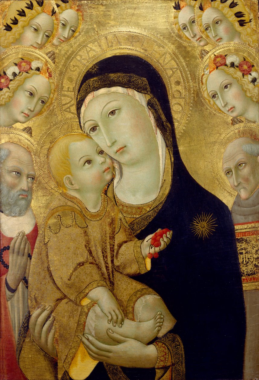Sienalı Aziz Jerome ve Bernardino ve Altı Melek ile Bakire ve Çocuk, 1460