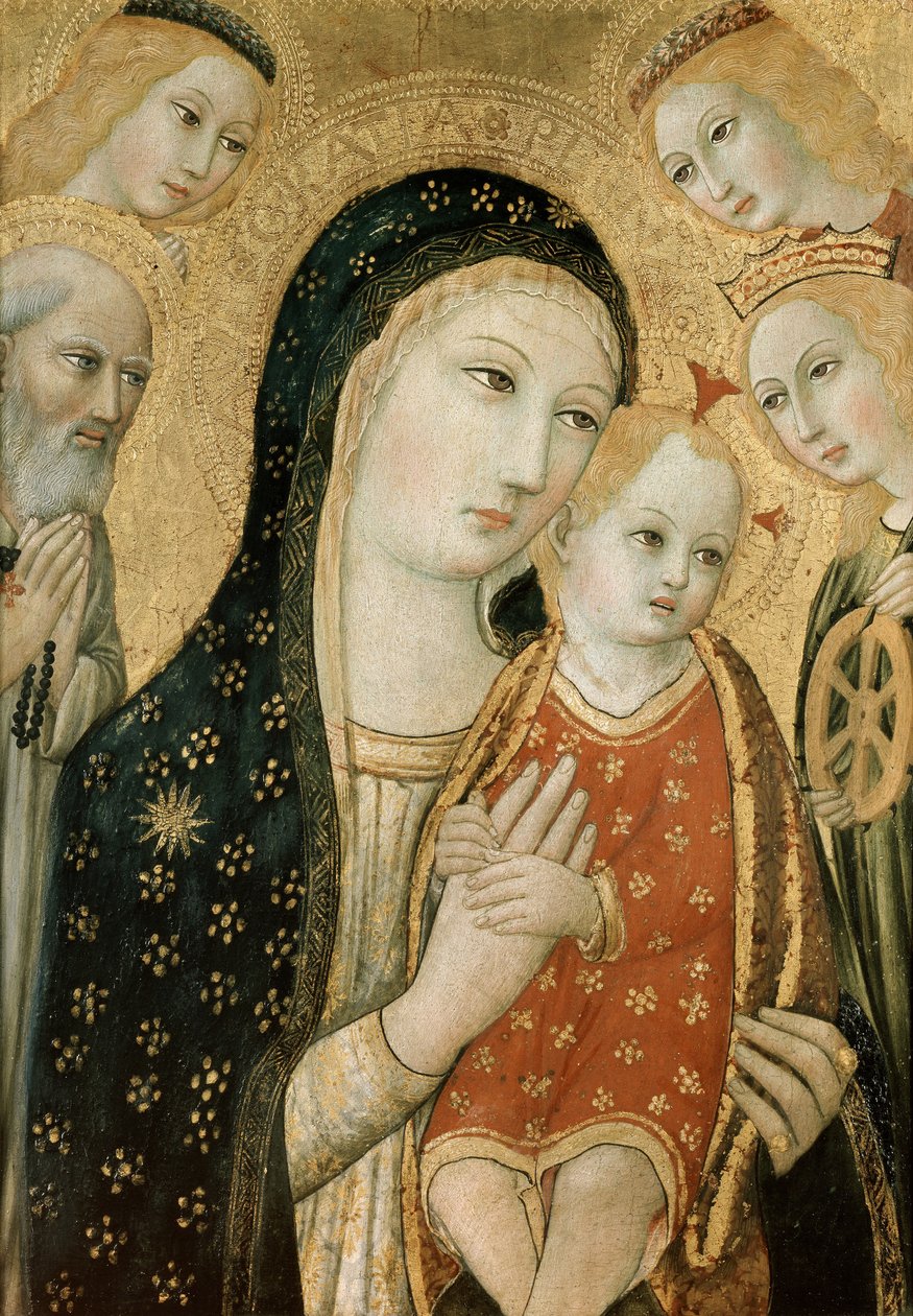 Madonna ve SS'li Çocuk. İskenderiyeli Dominic ve Catherine, 15. yüzyıl by Sano di Pietro