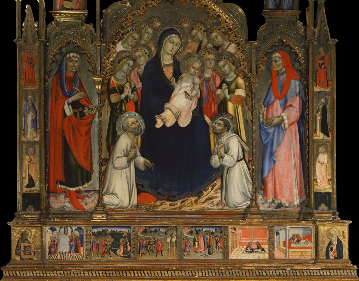 Aziz Cosmas ve Damian Altarpiece (ahşap üzerine resim) by Sano di also Ansano di Pietro di Mencio Pietro