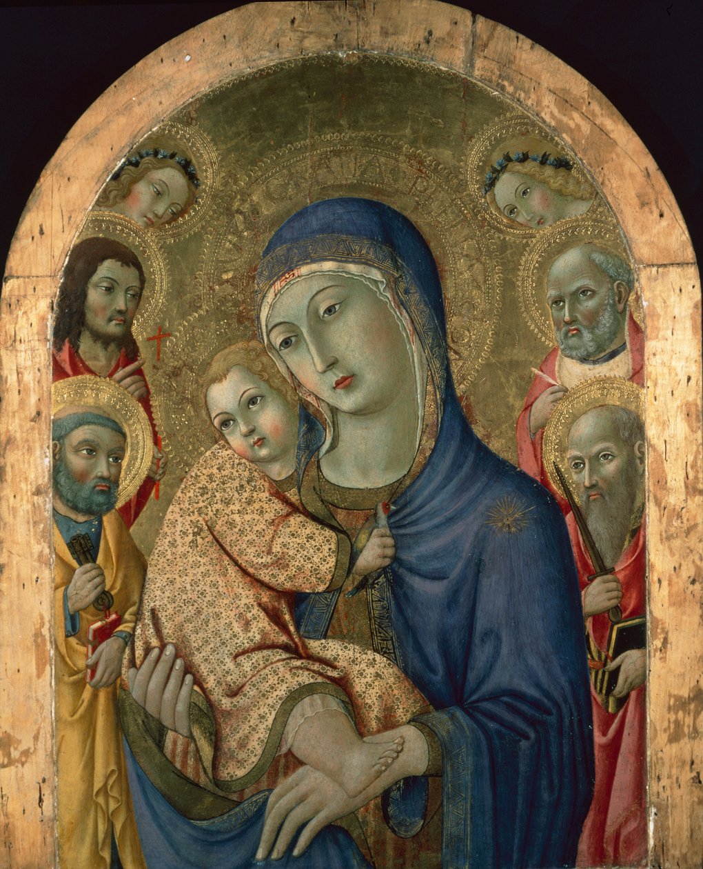 Azizler ve Melekler ile Madonna ve Çocuk (panelde mizaç) by Sano di also Ansano di Pietro di Mencio Pietro