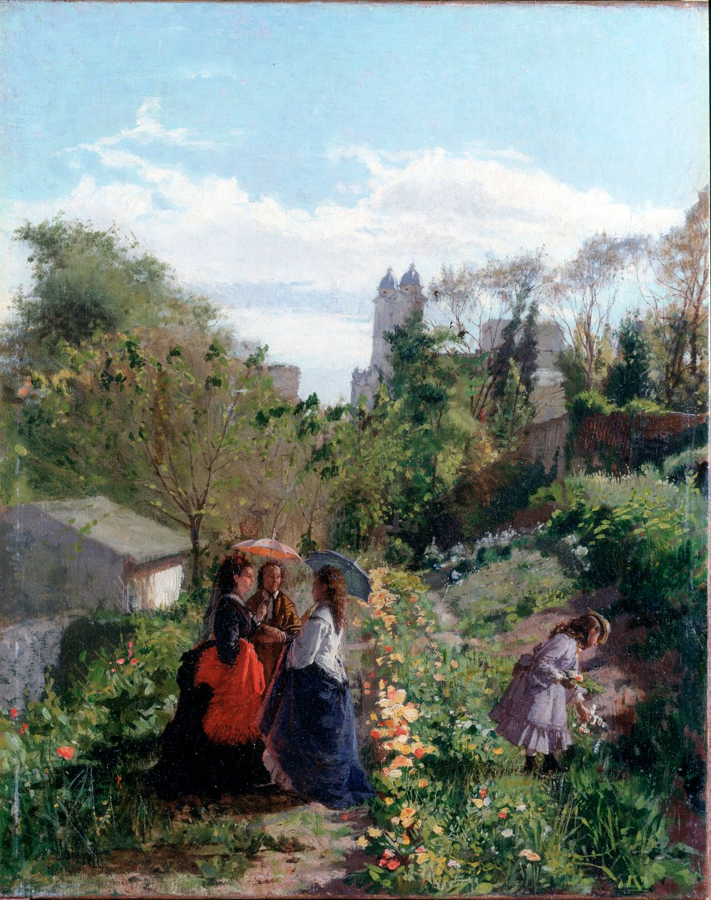 Bahçedeki hanımlar (tuval üzerine yağlı boya by Sante Bertelli