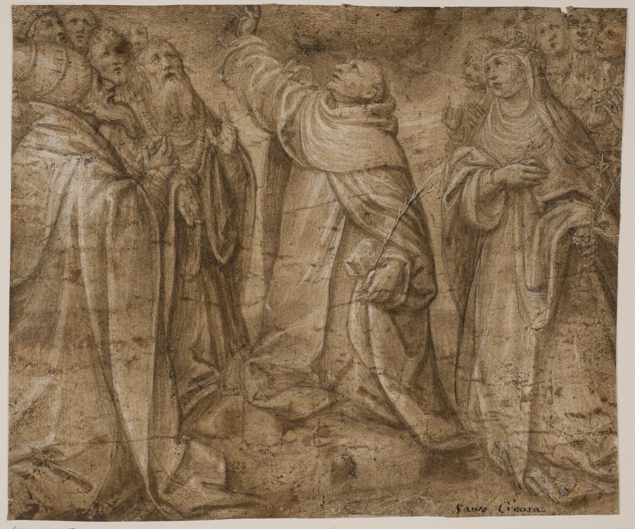 Sts Dominic, Sienalı Catherine ve bir grup diğer aziz by Sante Creara de Fochegioli