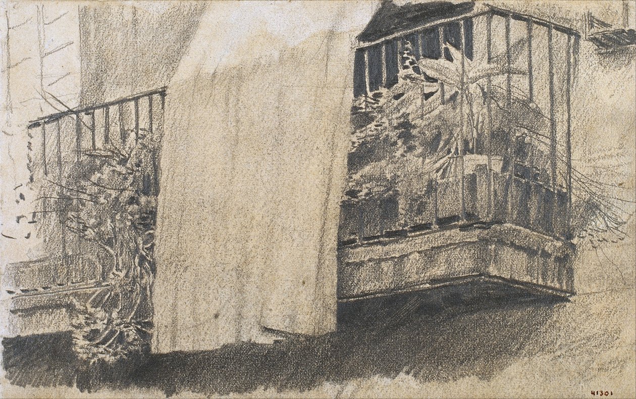 Çiçekli ve Perdeli Balkon by Santiago Rusiñol