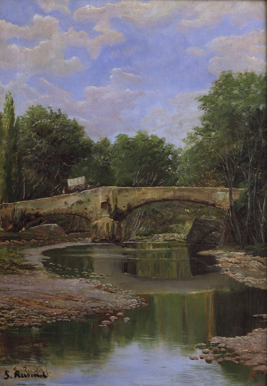 Bir nehir üzerinde köprü by Santiago Rusiñol
