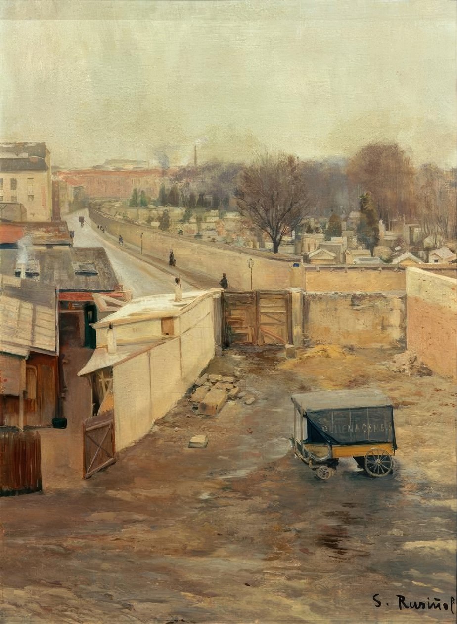 Montmartre mezarlığının görünümü by Santiago Rusiñol