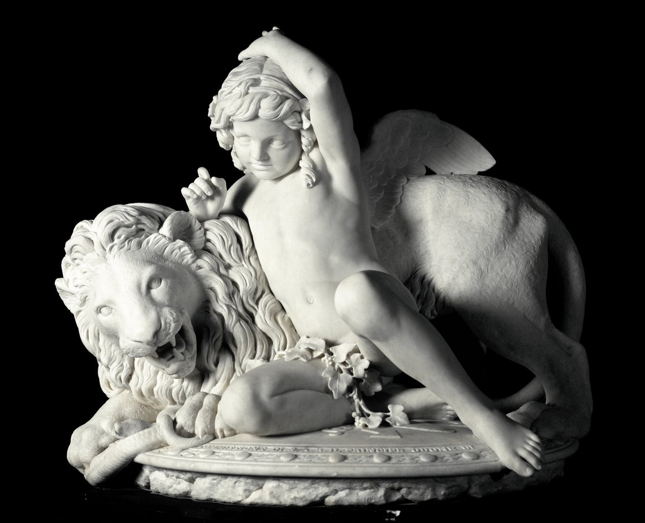 Aşkta Ustalaşmak Kuvvet Mermer Heykeli, Santo Varni (1807-1885) 1865. Dim. 85x90x62 cm Prince Odon di savoia koleksiyonundan. Genler, Galleria d