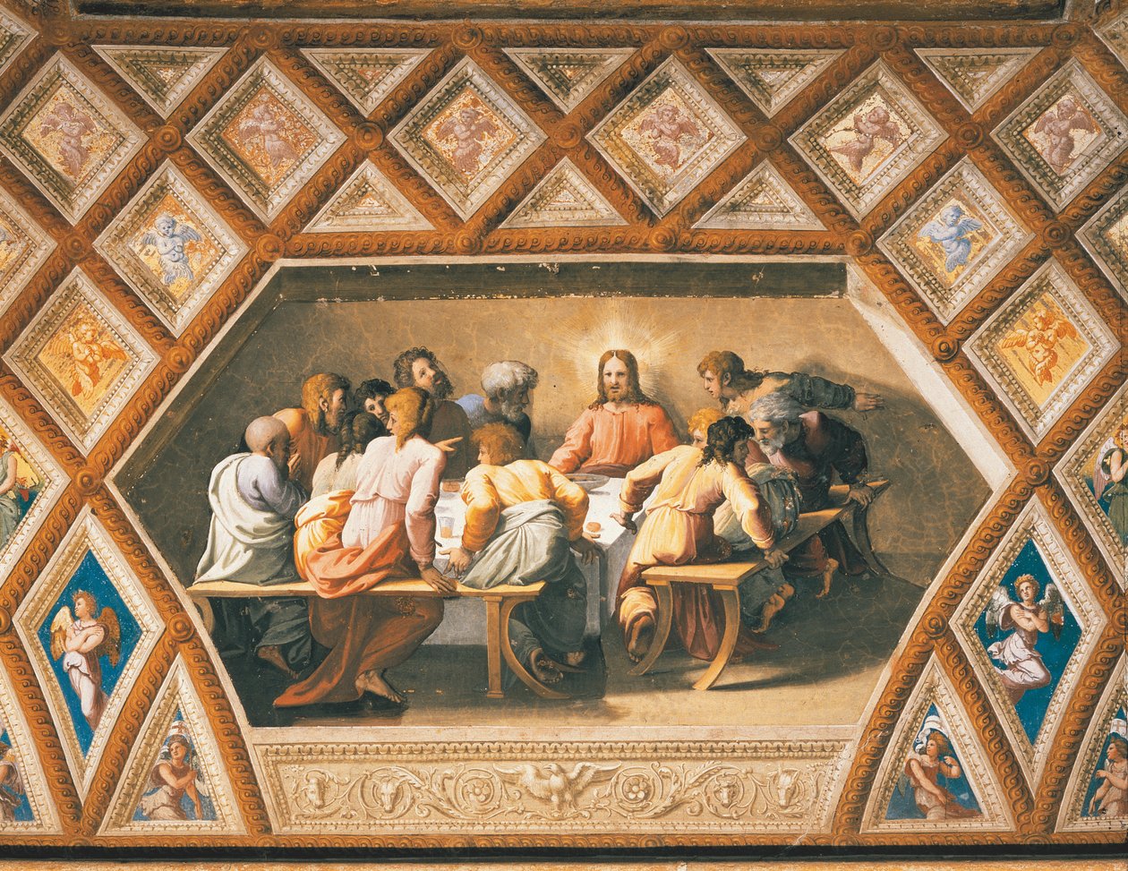 Geçen akşam yemeği by Sanzio of Urbino (workshop) Raphael