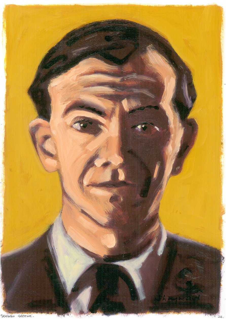 Graham Greene, 2008 (kağıt üzerinde yağlı boya) by Sara Hayward